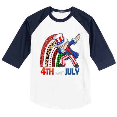 Dabbing Uncle Sam Rainbow 4th Of July Patriotic Gift Baseball Sleeve Shirt