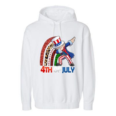 Dabbing Uncle Sam Rainbow 4th Of July Patriotic Gift Garment-Dyed Fleece Hoodie