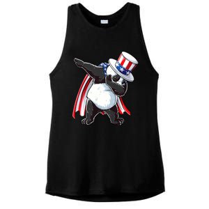 Dabbing Uncle Sam Panda 4th Of July Ladies PosiCharge Tri-Blend Wicking Tank