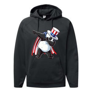 Dabbing Uncle Sam Panda 4th Of July Performance Fleece Hoodie