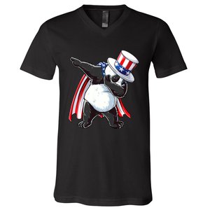 Dabbing Uncle Sam Panda 4th Of July V-Neck T-Shirt