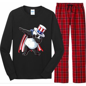 Dabbing Uncle Sam Panda 4th Of July Long Sleeve Pajama Set