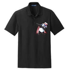 Dabbing Uncle Sam Panda 4th Of July Dry Zone Grid Polo