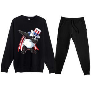 Dabbing Uncle Sam Panda 4th Of July Premium Crewneck Sweatsuit Set