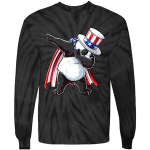 Dabbing Uncle Sam Panda 4th Of July Tie-Dye Long Sleeve Shirt