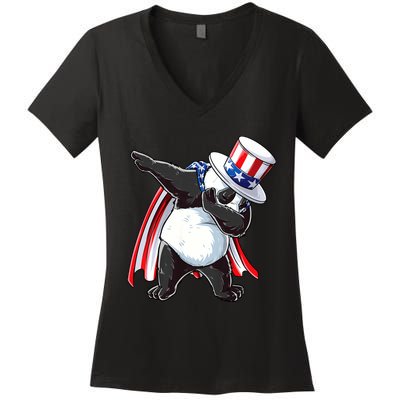 Dabbing Uncle Sam Panda 4th Of July Women's V-Neck T-Shirt