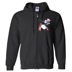 Dabbing Uncle Sam Panda 4th Of July Full Zip Hoodie