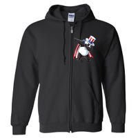 Dabbing Uncle Sam Panda 4th Of July Full Zip Hoodie