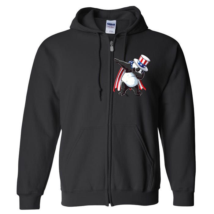 Dabbing Uncle Sam Panda 4th Of July Full Zip Hoodie