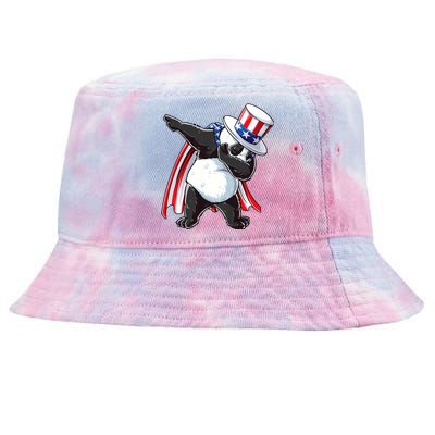 Dabbing Uncle Sam Panda 4th Of July Tie-Dyed Bucket Hat