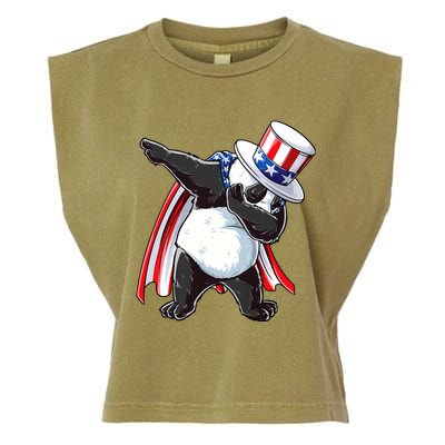 Dabbing Uncle Sam Panda 4th Of July Garment-Dyed Women's Muscle Tee