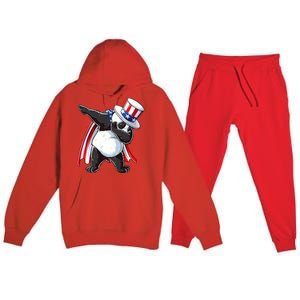 Dabbing Uncle Sam Panda 4th Of July Premium Hooded Sweatsuit Set