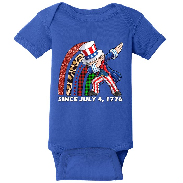 Dabbing Uncle Sam Rainbow 4th Of July Patriotic Gift Baby Bodysuit