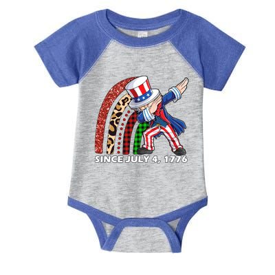 Dabbing Uncle Sam Rainbow 4th Of July Patriotic Gift Infant Baby Jersey Bodysuit