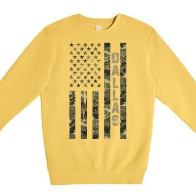 Dallas United States Distressed Camo w US Flag Premium Crewneck Sweatshirt