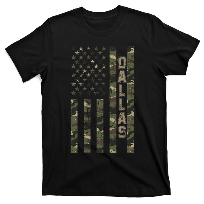 Dallas United States Distressed Camo w US Flag T-Shirt