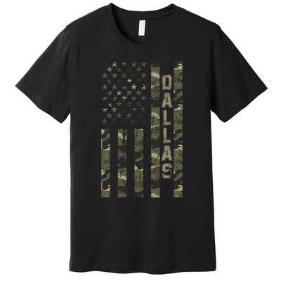 Dallas United States Distressed Camo w US Flag Premium T-Shirt