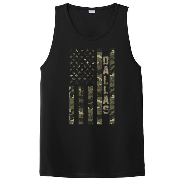 Dallas United States Distressed Camo w US Flag PosiCharge Competitor Tank