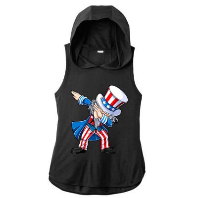 Dabbing Uncle Sam 4th Of July Funny Dab Dance Ladies PosiCharge Tri-Blend Wicking Draft Hoodie Tank