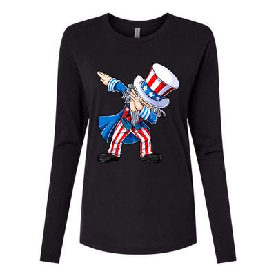 Dabbing Uncle Sam 4th Of July Funny Dab Dance Womens Cotton Relaxed Long Sleeve T-Shirt