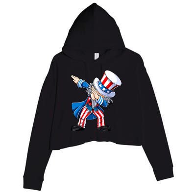 Dabbing Uncle Sam 4th Of July Funny Dab Dance Crop Fleece Hoodie