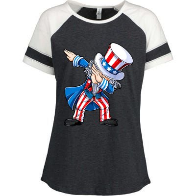 Dabbing Uncle Sam 4th Of July Funny Dab Dance Enza Ladies Jersey Colorblock Tee