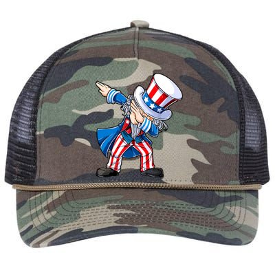 Dabbing Uncle Sam 4th Of July Funny Dab Dance Retro Rope Trucker Hat Cap