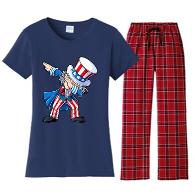 Dabbing Uncle Sam 4th Of July Funny Dab Dance Women's Flannel Pajama Set