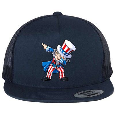 Dabbing Uncle Sam 4th Of July Funny Dab Dance Flat Bill Trucker Hat