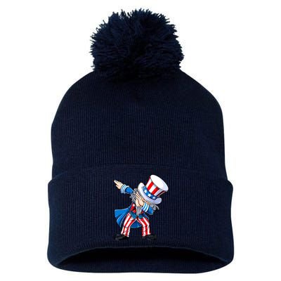 Dabbing Uncle Sam 4th Of July Funny Dab Dance Pom Pom 12in Knit Beanie