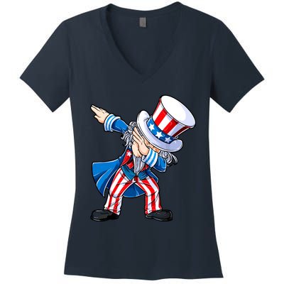 Dabbing Uncle Sam 4th Of July Funny Dab Dance Women's V-Neck T-Shirt