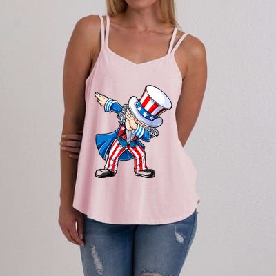 Dabbing Uncle Sam 4th Of July Funny Dab Dance Women's Strappy Tank