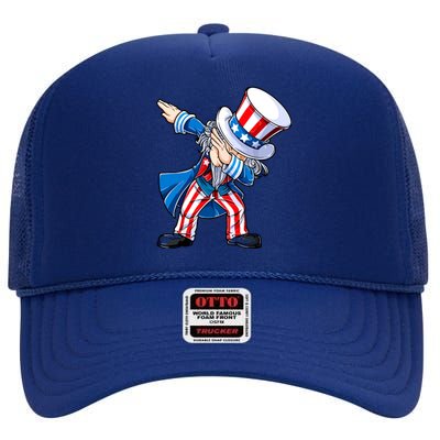 Dabbing Uncle Sam 4th Of July Funny Dab Dance High Crown Mesh Back Trucker Hat