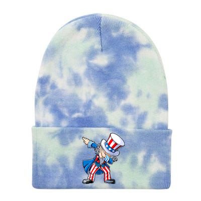 Dabbing Uncle Sam 4th Of July Funny Dab Dance Tie Dye 12in Knit Beanie