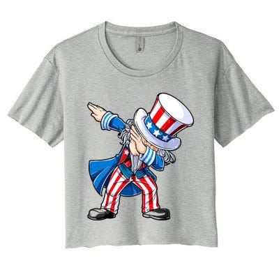 Dabbing Uncle Sam 4th Of July Funny Dab Dance Women's Crop Top Tee