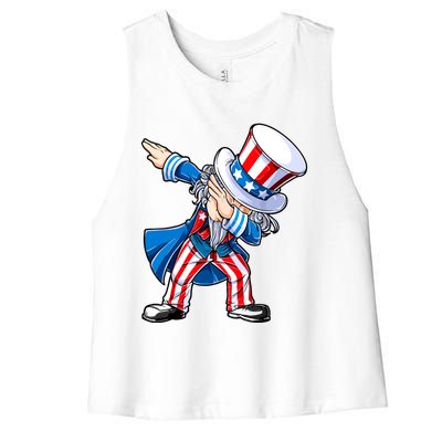 Dabbing Uncle Sam 4th Of July Funny Dab Dance Women's Racerback Cropped Tank