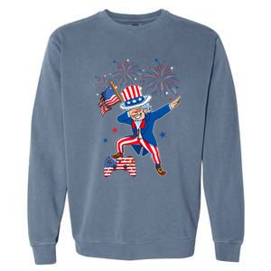 Dabbing Uncle Sam With Controller Usa Flag Indepedence Day Gift Garment-Dyed Sweatshirt