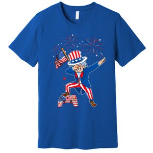 Dabbing Uncle Sam With Controller Usa Flag Indepedence Day Gift Premium T-Shirt