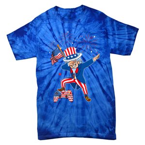 Dabbing Uncle Sam With Controller Usa Flag Indepedence Day Gift Tie-Dye T-Shirt