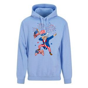 Dabbing Uncle Sam With Controller Usa Flag Indepedence Day Gift Unisex Surf Hoodie