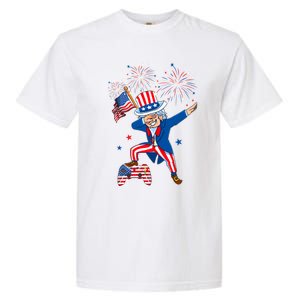 Dabbing Uncle Sam With Controller Usa Flag Indepedence Day Gift Garment-Dyed Heavyweight T-Shirt