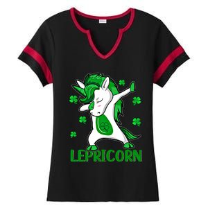 Dabbing Unicorn St PatrickS Day Irish Lepricorn Cute Gift Ladies Halftime Notch Neck Tee