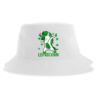 Dabbing Unicorn St PatrickS Day Irish Lepricorn Cute Gift Sustainable Bucket Hat