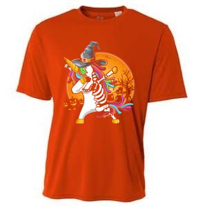 Dabbing Unicorn Skeleton Gift Halloween Dab Funny Meaningful Gift Cooling Performance Crew T-Shirt