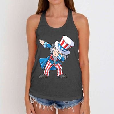 Dabbing Uncle Sam 4th Of July Funny Dab Dance Women's Knotted Racerback Tank