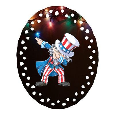 Dabbing Uncle Sam 4th Of July Funny Dab Dance Ceramic Oval Ornament