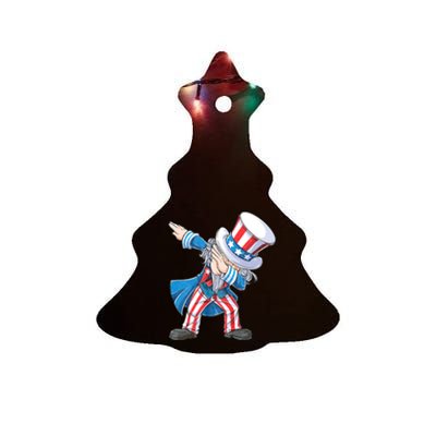 Dabbing Uncle Sam 4th Of July Funny Dab Dance Ceramic Tree Ornament