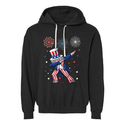 Dabbing Uncle Sam Fireworks 4th Of July Funny Dab Dance Garment-Dyed Fleece Hoodie