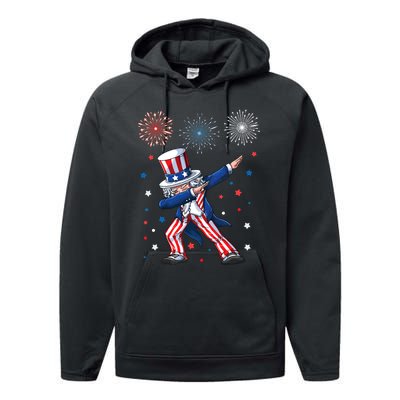 Dabbing Uncle Sam Fireworks 4th Of July Funny Dab Dance Performance Fleece Hoodie