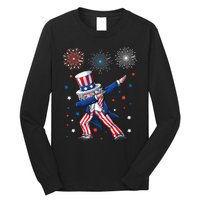 Dabbing Uncle Sam Fireworks 4th Of July Funny Dab Dance Long Sleeve Shirt